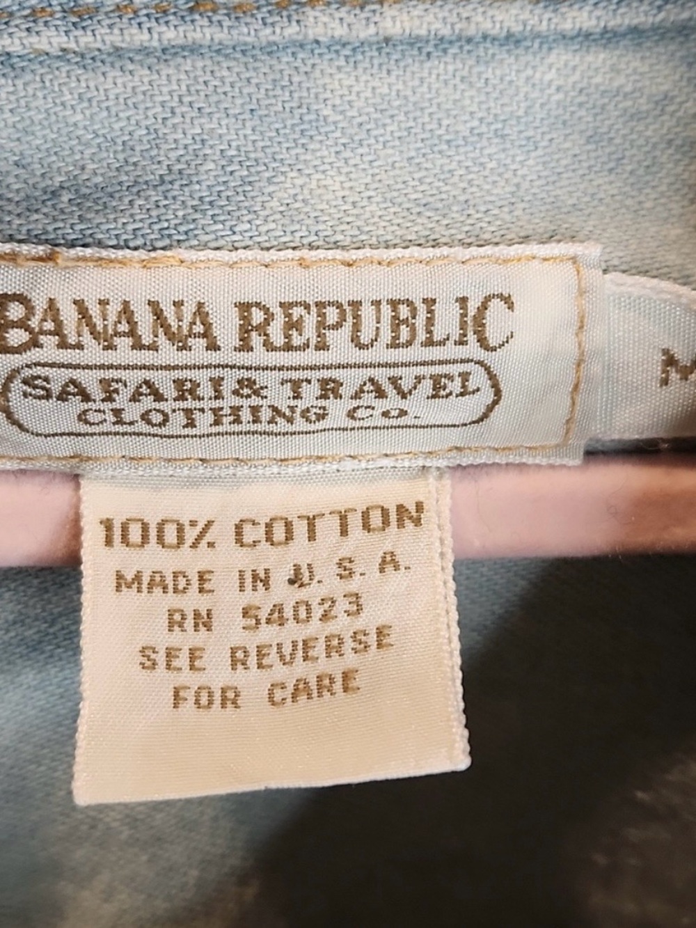 Vintage Banana Republic Light Blue Safari Denim Shirt - Picture 2 of 6